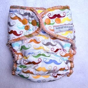 Sloomb bamboo fleece diaper with Multicolor Snaps, size Medium